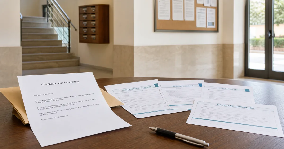 Cartas y modelos impresos para una comunidad de vecinos