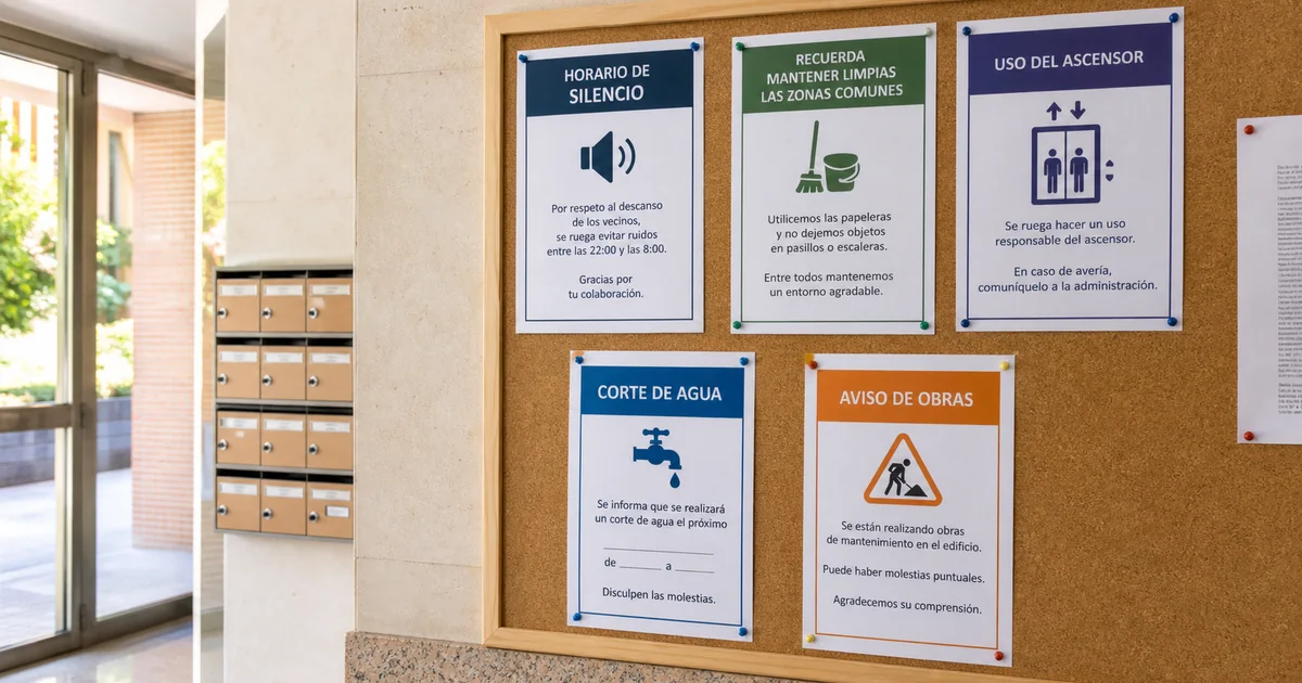 Modelos, avisos y carteles para comunidades de propietarios